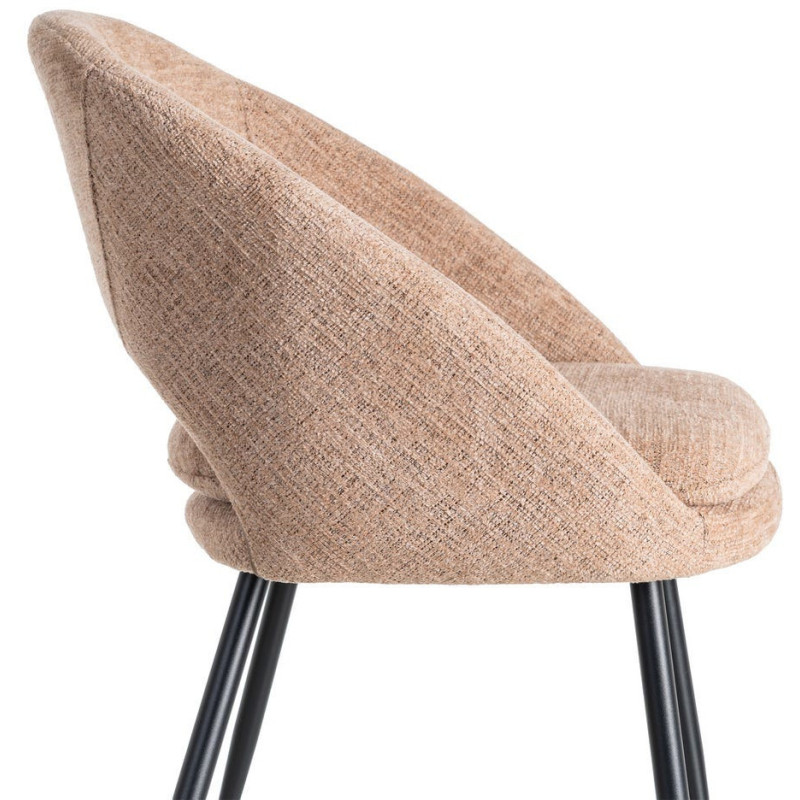 Fauteuil de table haut de gamme en Tissu Rose pêche Métal Noir Munira (Lot de 2) - 8