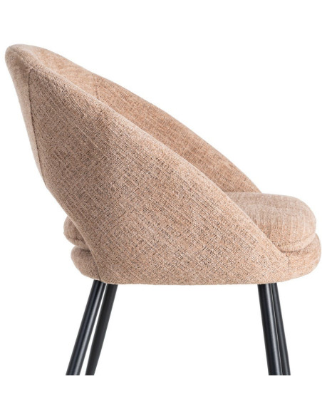 Fauteuil de table haut de gamme en Tissu Rose pêche Métal Noir Munira (Lot de 2) - 8