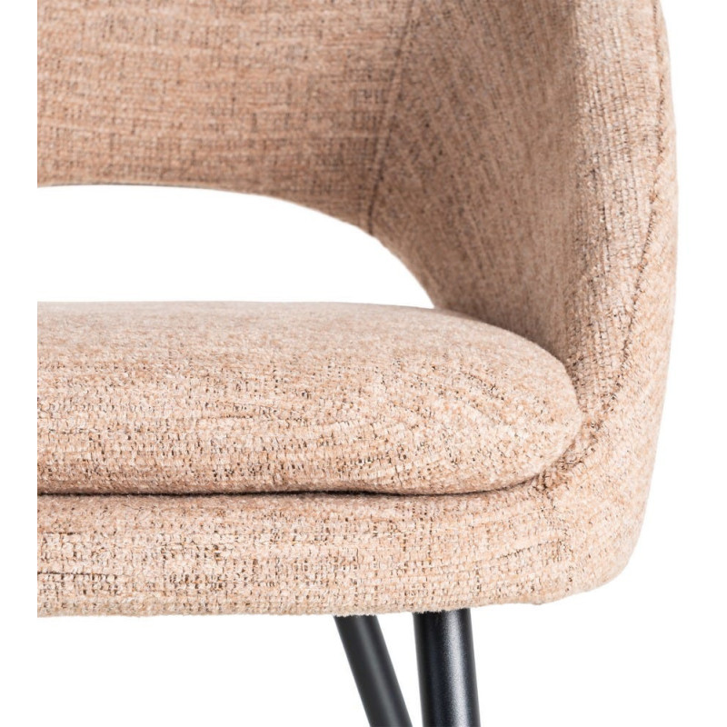 Fauteuil de table haut de gamme en Tissu Rose pêche Métal Noir Munira (Lot de 2) - 9