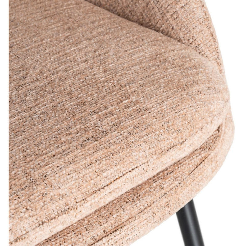 Fauteuil de table haut de gamme en Tissu Rose pêche Métal Noir Munira (Lot de 2) - 10