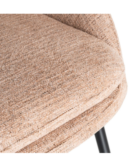 Fauteuil de table haut de gamme en Tissu Rose pêche Métal Noir Munira (Lot de 2) - 10