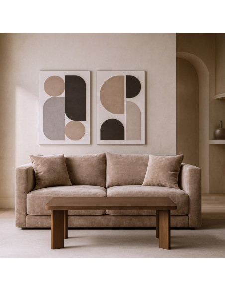Canapé moderne chic 3 places en Tissu Taupe vieilli Bois Gorm - 2