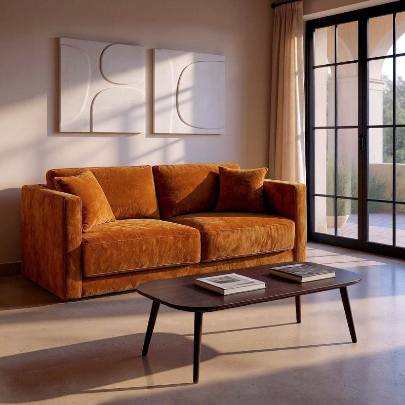 Canapé moderne chic 3 places en Tissu Jaune ocre Bois Gorm - 2