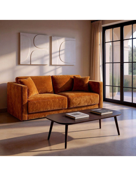 Canapé moderne chic 3 places en Tissu Jaune ocre Bois Gorm - 2