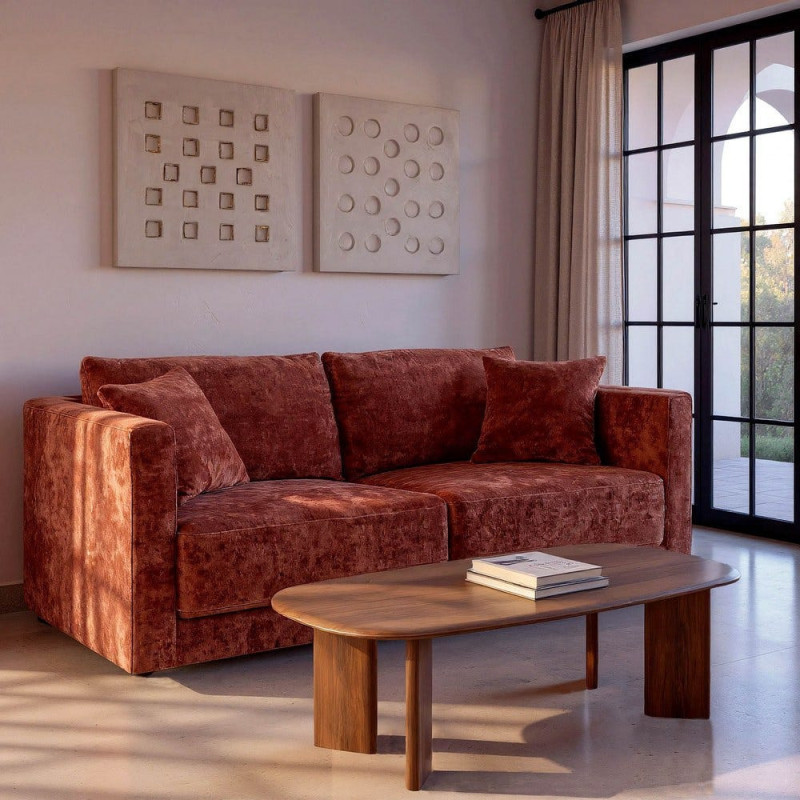 Canapé moderne chic 3 places en Tissu Terracotta Bois Gorm - 2