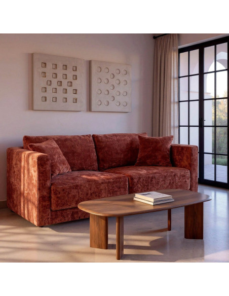 Canapé moderne chic 3 places en Tissu Terracotta Bois Gorm - 2