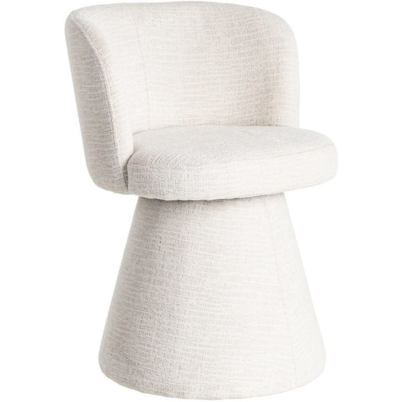 Fauteuil de table pivotant en Tissu Crème Bois MDF Mahira - 1