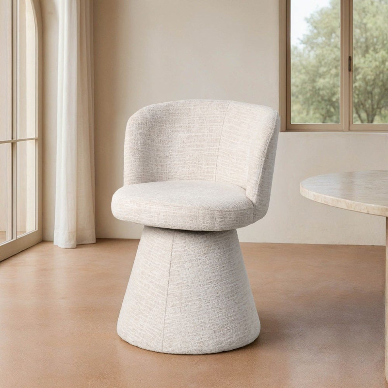 Fauteuil de table pivotant en Tissu Crème Bois MDF Mahira - 2