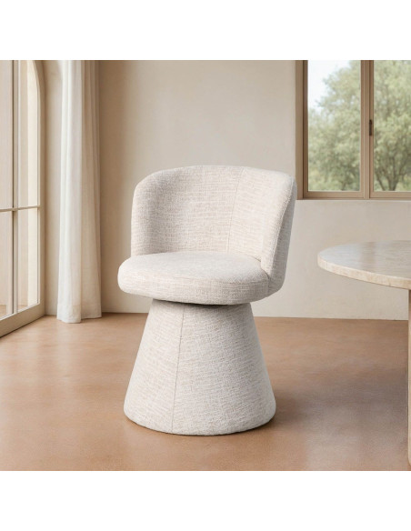 Fauteuil de table pivotant en Tissu Crème Bois MDF Mahira - 2