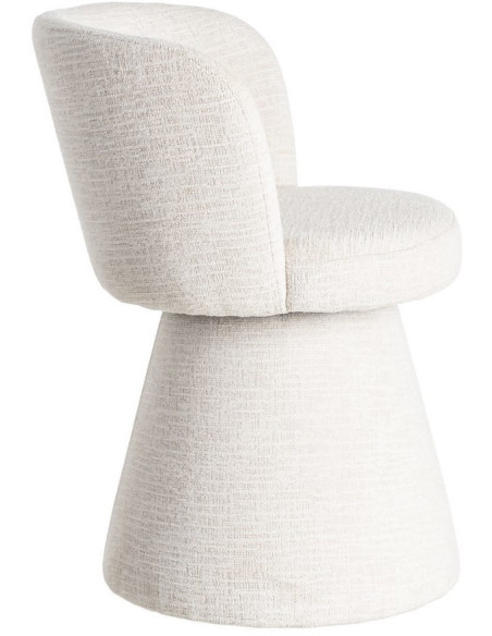 Fauteuil de table pivotant en Tissu Crème Bois MDF Mahira - 4