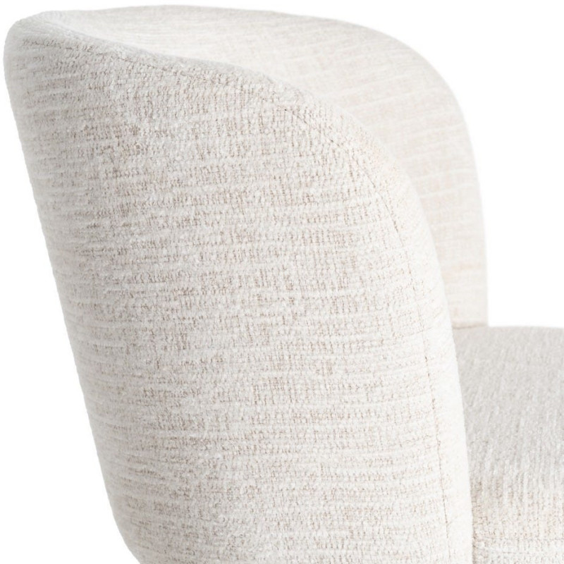 Fauteuil de table pivotant en Tissu Crème Bois MDF Mahira - 7