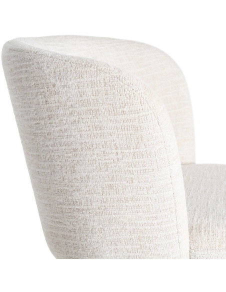 Fauteuil de table pivotant en Tissu Crème Bois MDF Mahira - 7