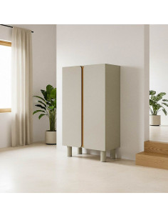 Grande Armoire design 2 portes en Bois MDF Taupe Naturel Malta - 1