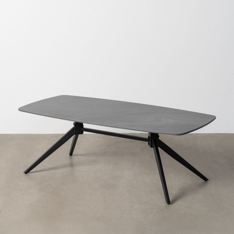 Table basse moderne chic Rectangulaire en Pierre frittée Noir Effet marbre Métal Noir Ahlira - 1