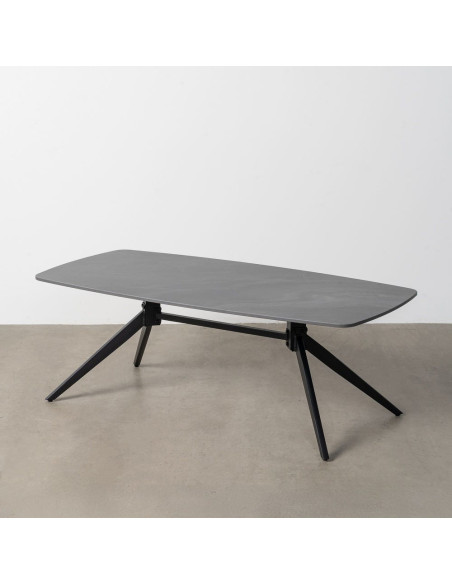 Table basse moderne chic Rectangulaire en Pierre frittée Noir Effet marbre Métal Noir Ahlira - 1