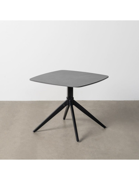 Table basse moderne chic Carrée en Pierre frittée Noir Effet marbre Métal Noir Ahlira - 1