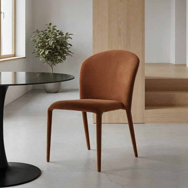 Chaise minimaliste en Tissu Marron Métal Muraya (Lot de 4) - 1