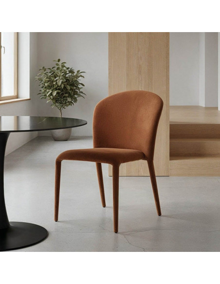 Chaise minimaliste en Tissu Marron Métal Muraya (Lot de 4) - 1