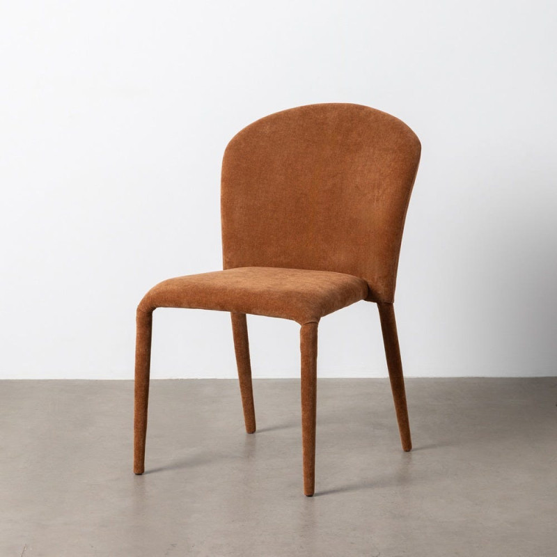 Chaise minimaliste en Tissu Marron Métal Muraya (Lot de 4) - 2