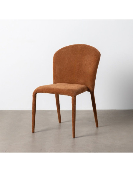 Chaise minimaliste en Tissu Marron Métal Muraya (Lot de 4) - 2