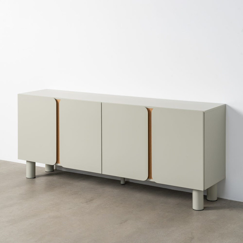 Grand Buffet design Bas 4 portes en Bois MDF Taupe Naturel Malta - 2