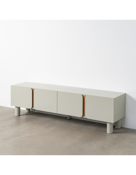 Grand Meuble télé design 4 portes en Bois MDF Taupe Naturel Malta - 3