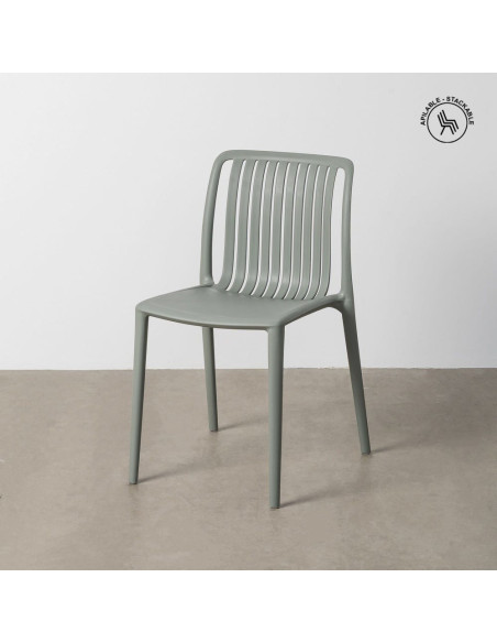 Chaise de jardin design Ihlaya (Lot de 4) en Polypropylène Vert - 1