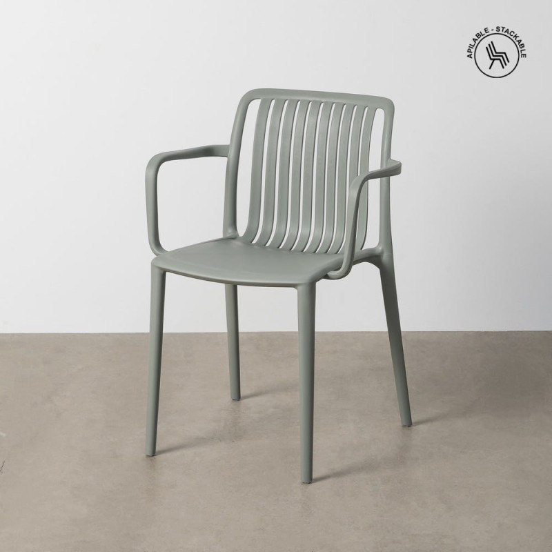 Fauteuil de table extérieur design en Polypropylène Vert Ihlaya (Lot de 4) - 1