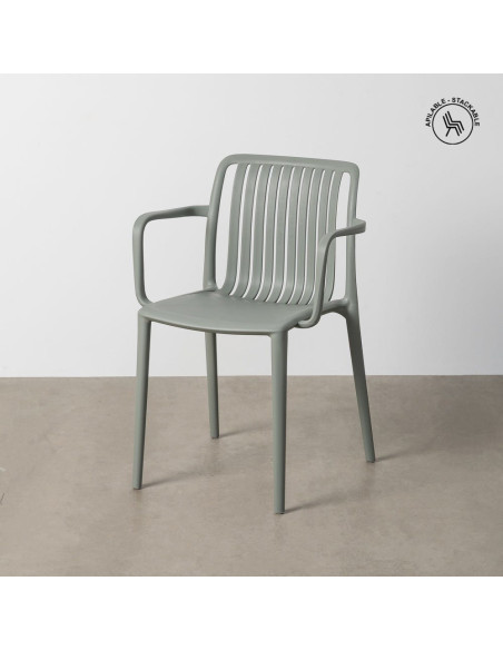 Fauteuil de table extérieur design en Polypropylène Vert Ihlaya (Lot de 4) - 1
