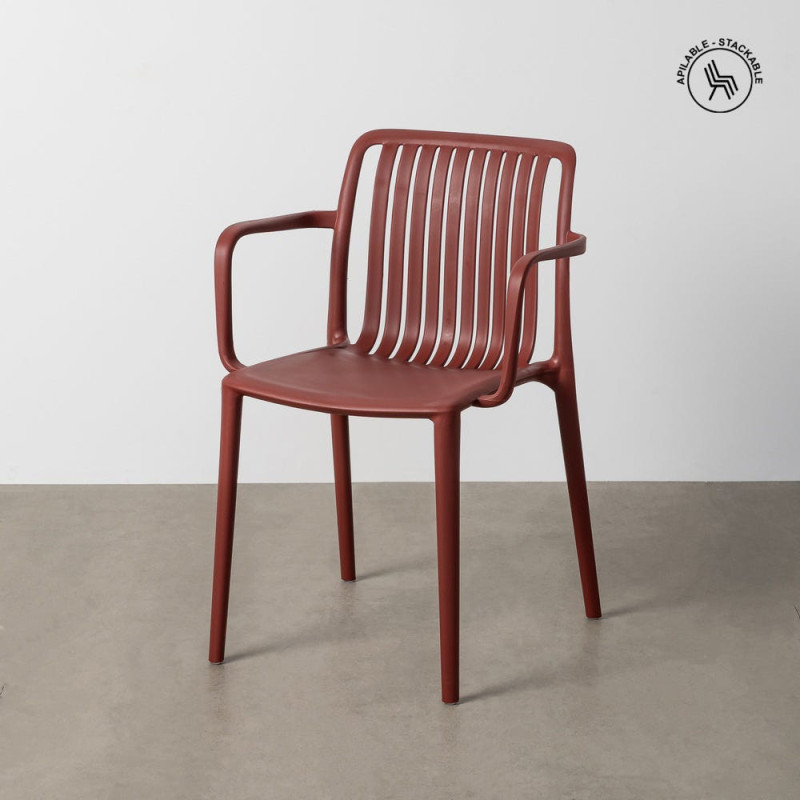 Fauteuil de table extérieur design en Polypropylène Rouge grenat Ihlaya (Lot de 4) - 1