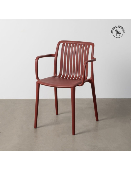 Fauteuil de table extérieur design en Polypropylène Rouge grenat Ihlaya (Lot de 4) - 1