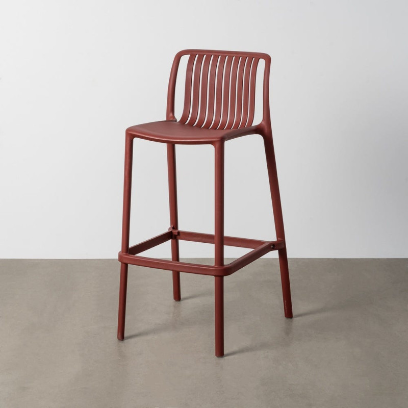 Tabouret de bar extérieur design en Polypropylène Rouge grenat Ihlaya (Lot de 4) - 1