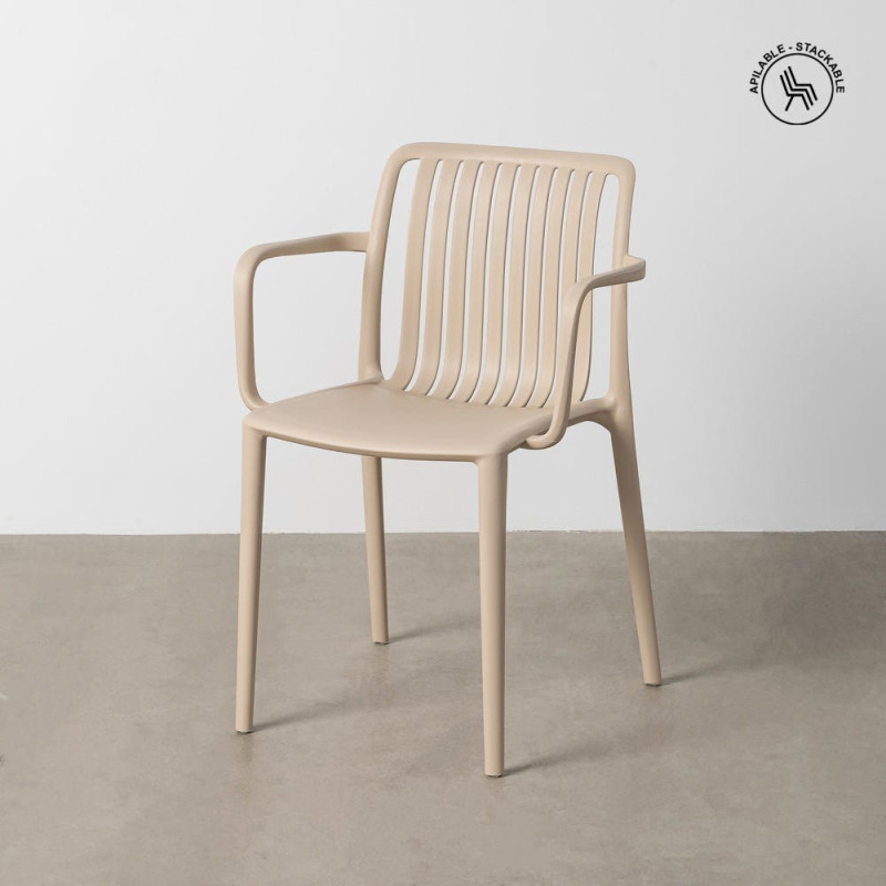 Fauteuil de table extérieur design en Polypropylène Beige Ihlaya (Lot de 4) - 1