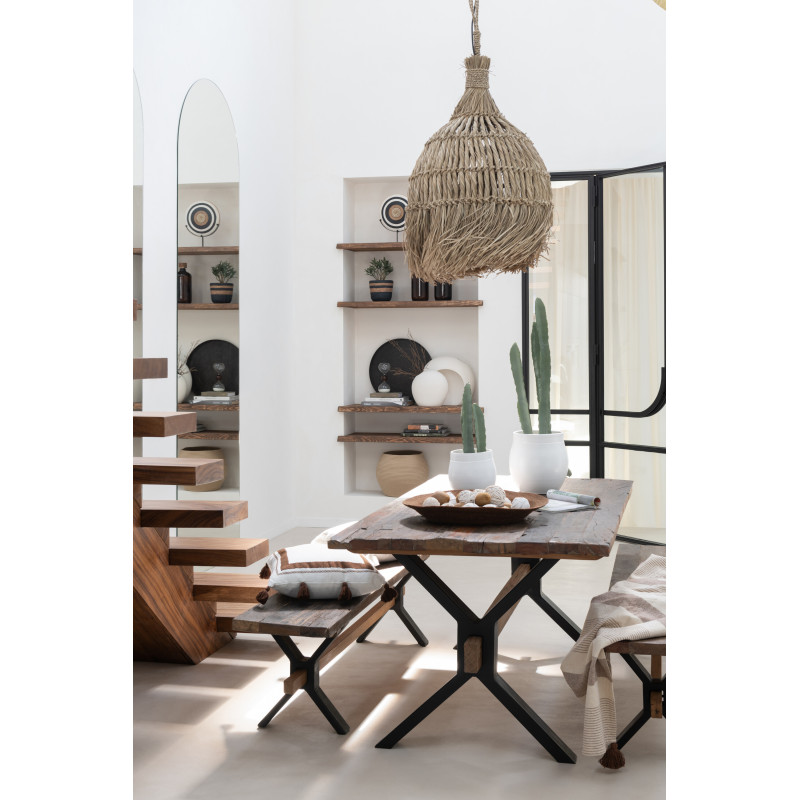 Banc 3 places 180 cm Hector en Bois recyclé Marron Métal Noir - 2