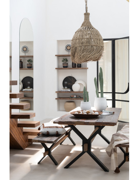 Banc 3 places 180 cm Hector en Bois recyclé Marron Métal Noir - 2