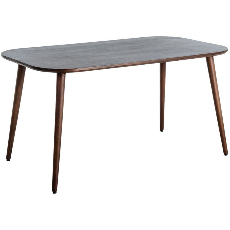 Table à manger moderne chic Rectangulaire 6 personnes en Bois de manguier Marron foncé Nahira - 1