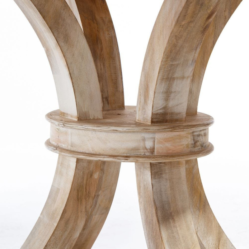 Grande Table à manger campagne chic Ronde 6 personnes 150 cm Bois de manguier Naturel Blanchi Malira - 3