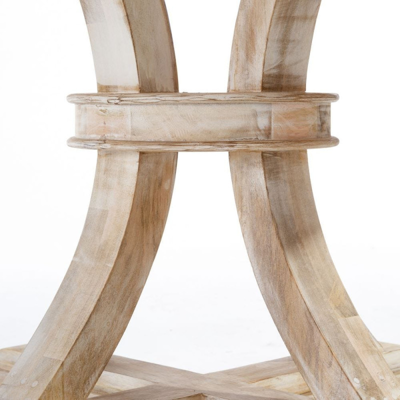 Grande Table à manger campagne chic Ronde 6 personnes 150 cm Bois de manguier Naturel Blanchi Malira - 5