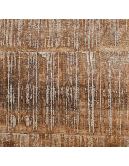 Grande Table à manger campagne chic Ronde 6 personnes 150 cm Bois de manguier Naturel Blanchi Malira - 6