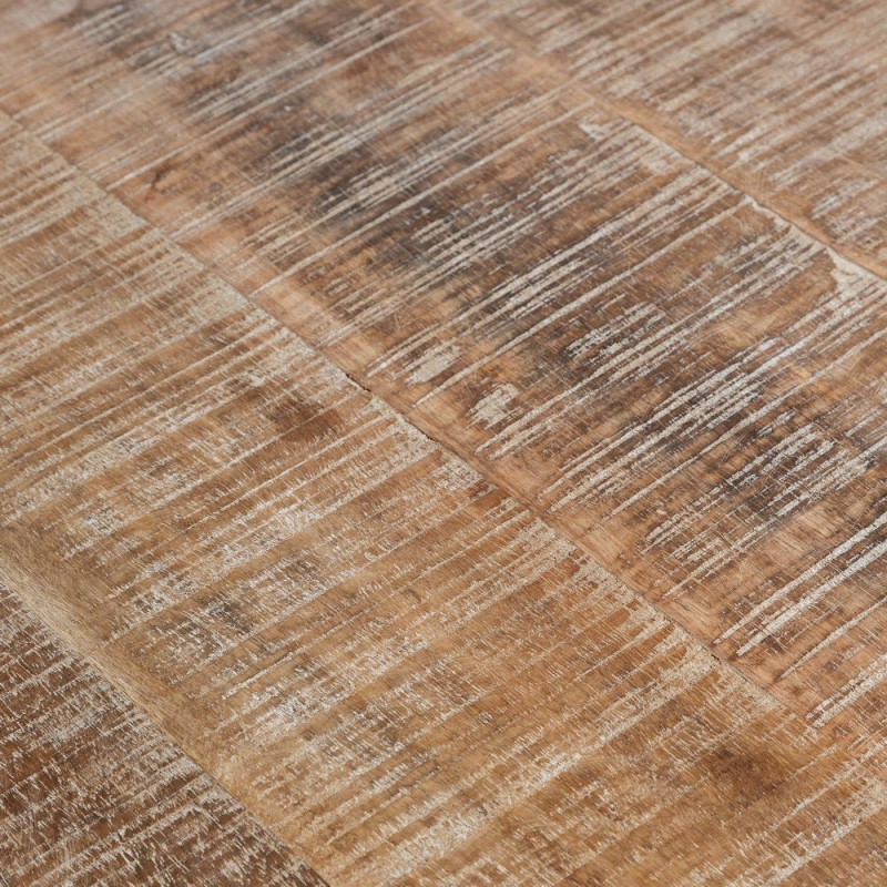 Grande Table à manger campagne chic Ronde 6 personnes 150 cm Bois de manguier Naturel Blanchi Malira - 7