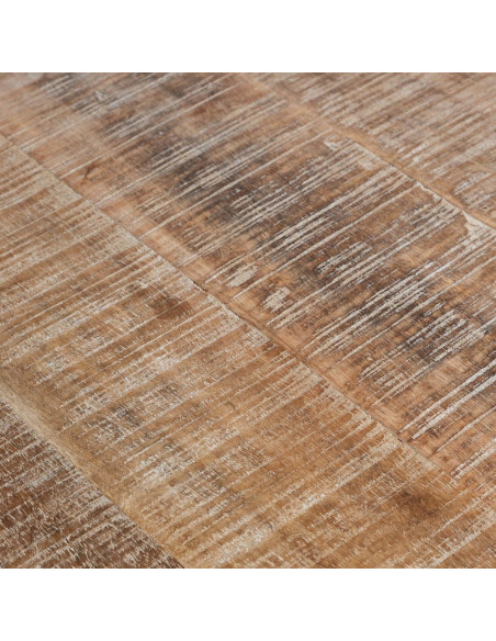 Grande Table à manger campagne chic Ronde 6 personnes 150 cm Bois de manguier Naturel Blanchi Malira - 7