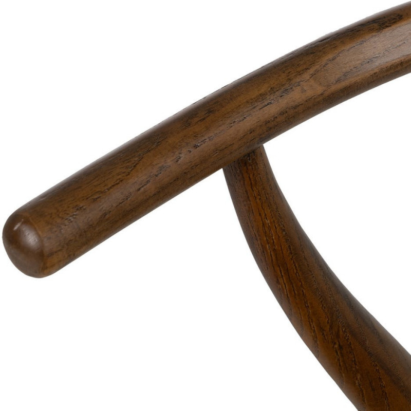 Fauteuil de table style vintage scandinave Bois d'orme Marron Rotin Beige Tressé Gavina - 8