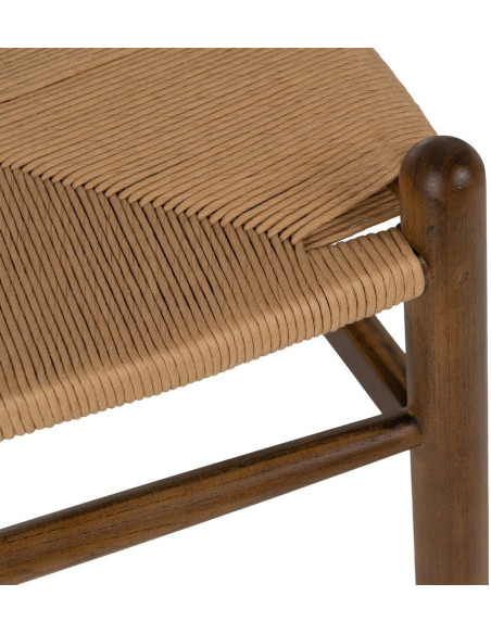 Fauteuil de table style vintage scandinave Bois d'orme Marron Rotin Beige Tressé Gavina - 9