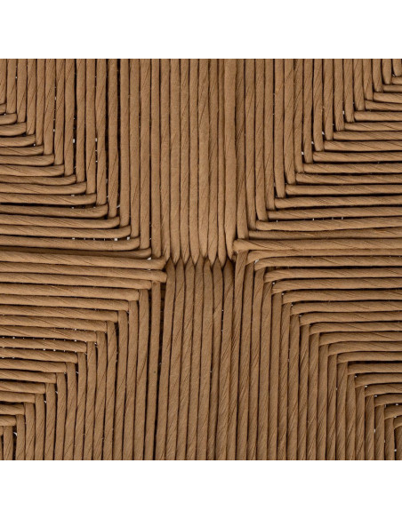 Fauteuil de table style vintage scandinave Bois d'orme Marron Rotin Beige Tressé Gavina - 11