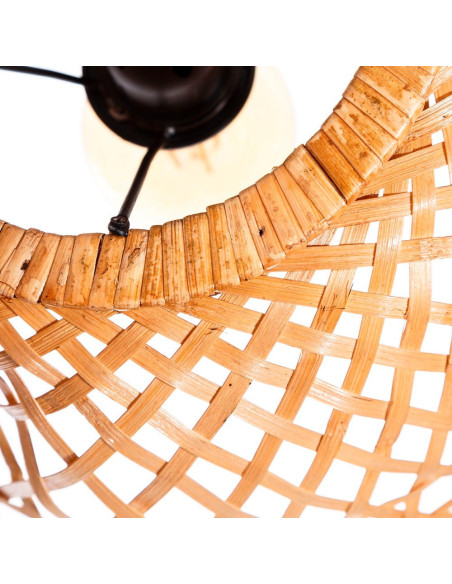 Suspension bohème chic ajourée en Bambou Naturel Lireno (Lot de 2) - 4