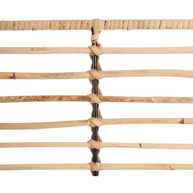 Fauteuil de table bohème Fibre Naturel Tressé Métal Noir Tissu Beige Galira - 8