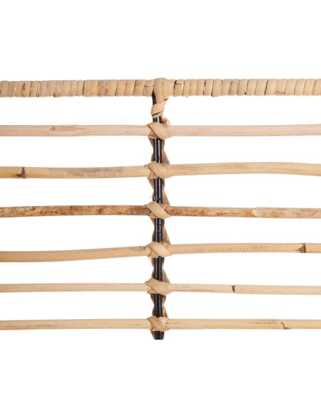 Fauteuil de table bohème Fibre Naturel Tressé Métal Noir Tissu Beige Galira - 8