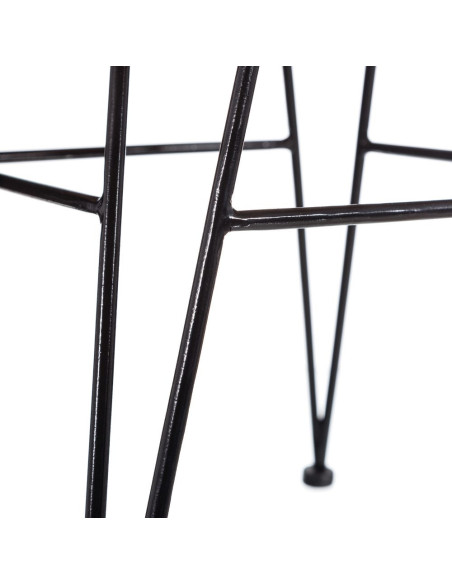 Fauteuil de table bohème Fibre Naturel Tressé Métal Noir Tissu Beige Finira - 6