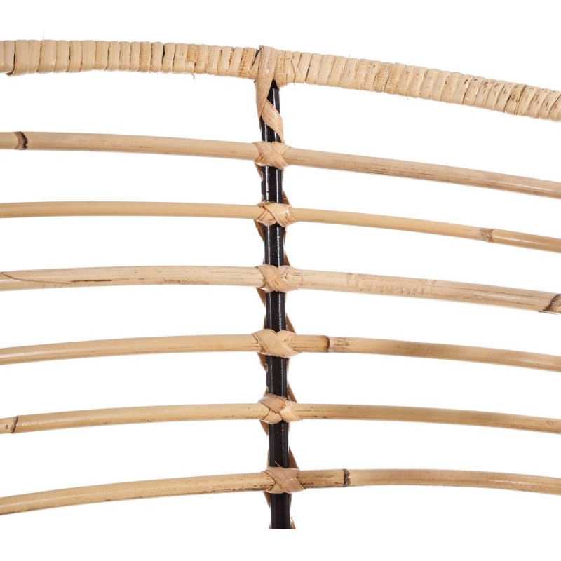 Fauteuil de table bohème Fibre Naturel Tressé Métal Noir Tissu Beige Finira - 7