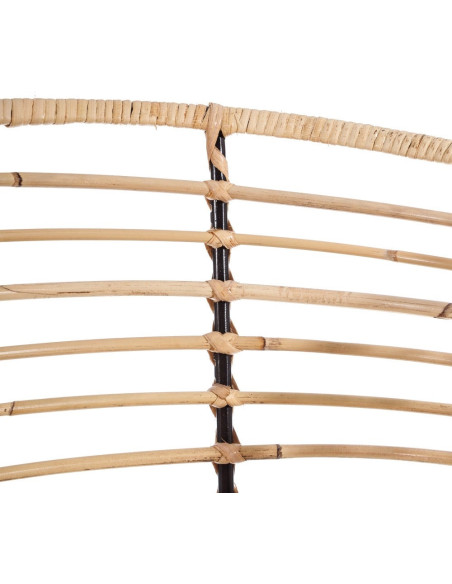 Fauteuil de table bohème Fibre Naturel Tressé Métal Noir Tissu Beige Finira - 7